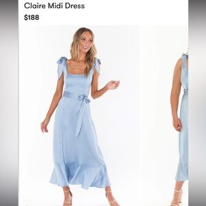 Show Me Your Mumu Claire Midi Blue Satin Dress Medium